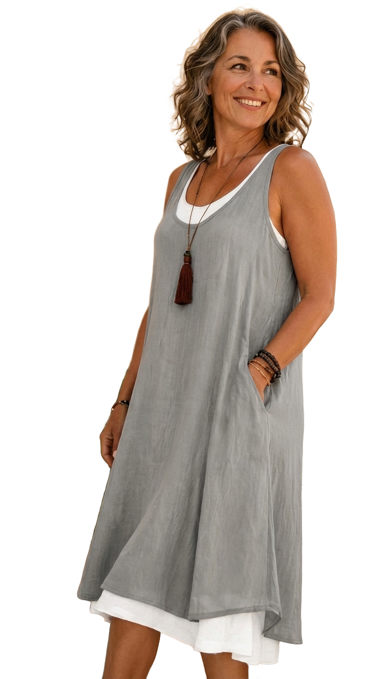 Vestido veraniego sin tirantes y con capas