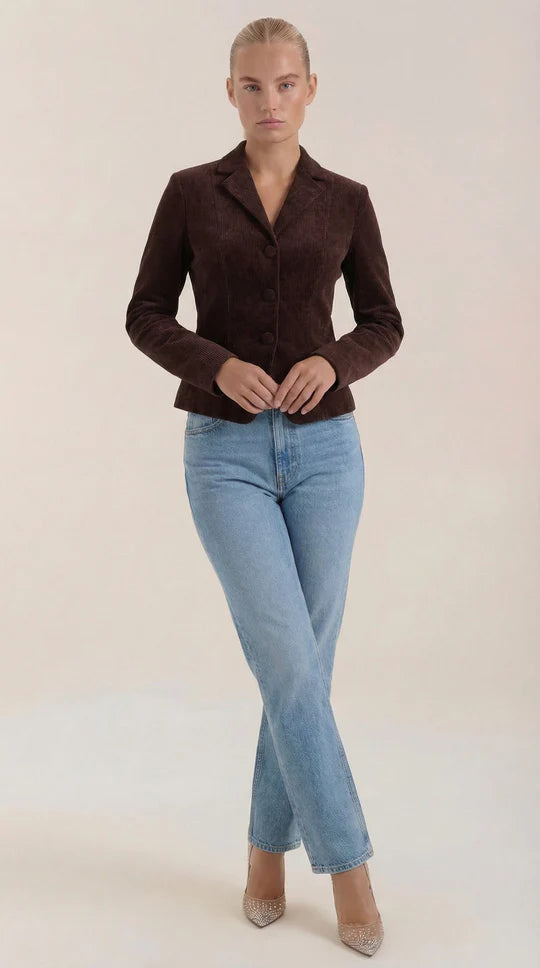Chaqueta de terciopelo Natasha con cierre de botones