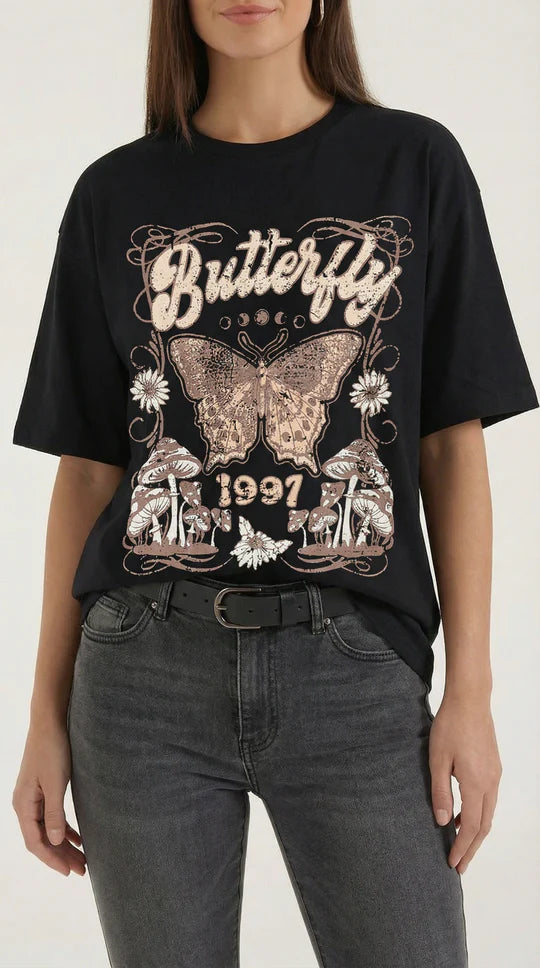 Justine Camiseta Gráfica Oversize