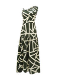 Vestido largo de un hombro con estampado gráfico