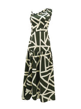 Vestido largo de un hombro con estampado gráfico