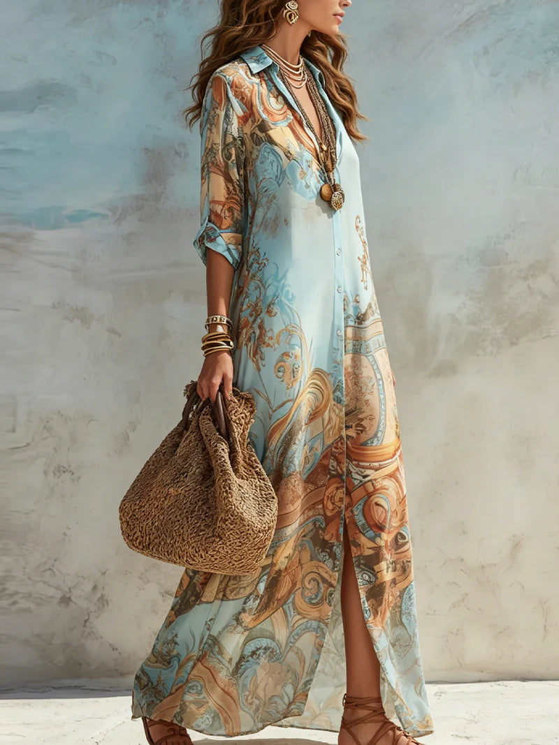 Selena | Vestido tipo camisa «Mediterráneo»
