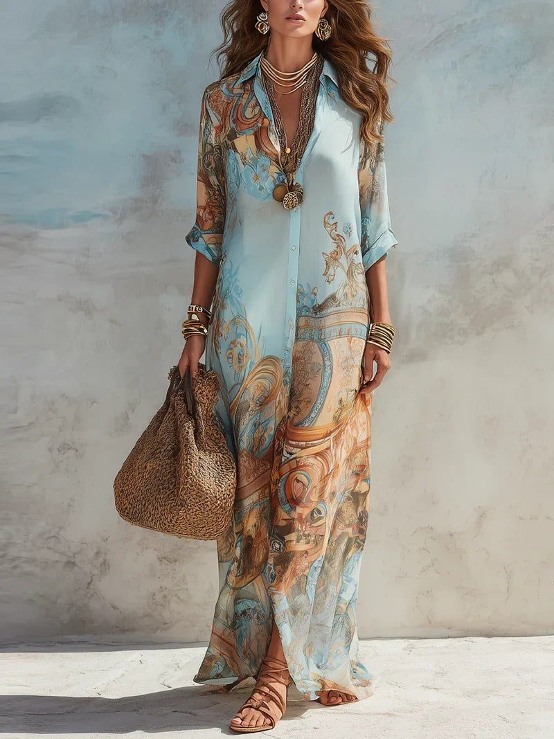 Selena | Vestido tipo camisa «Mediterráneo»
