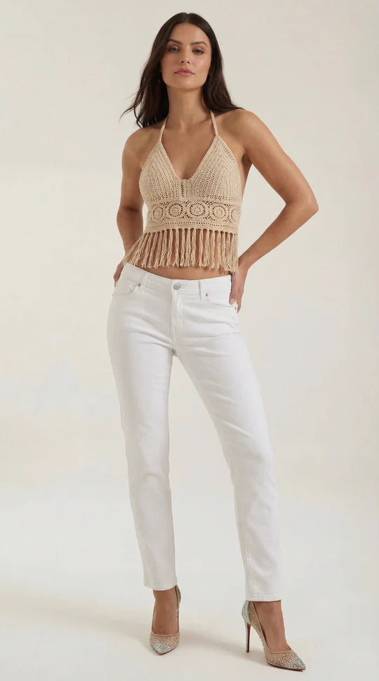 Top halter con flecos Harriet