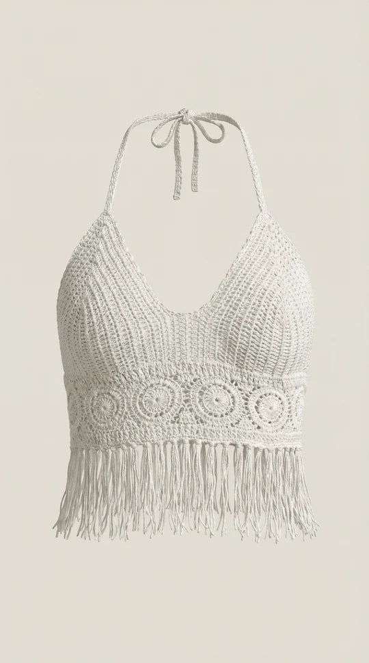Top halter con flecos Harriet