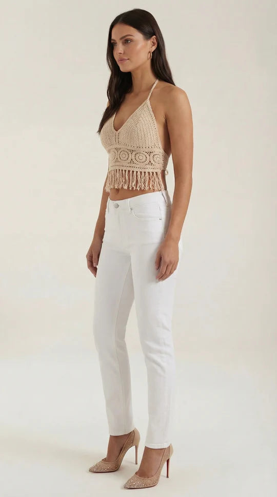 Top halter con flecos Harriet