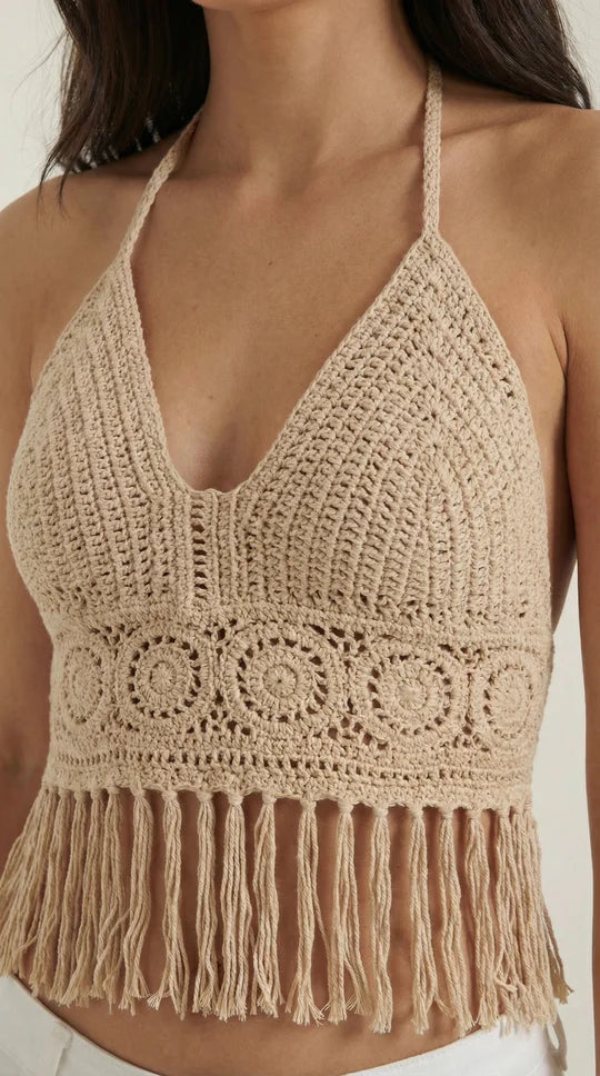 Top halter con flecos Harriet
