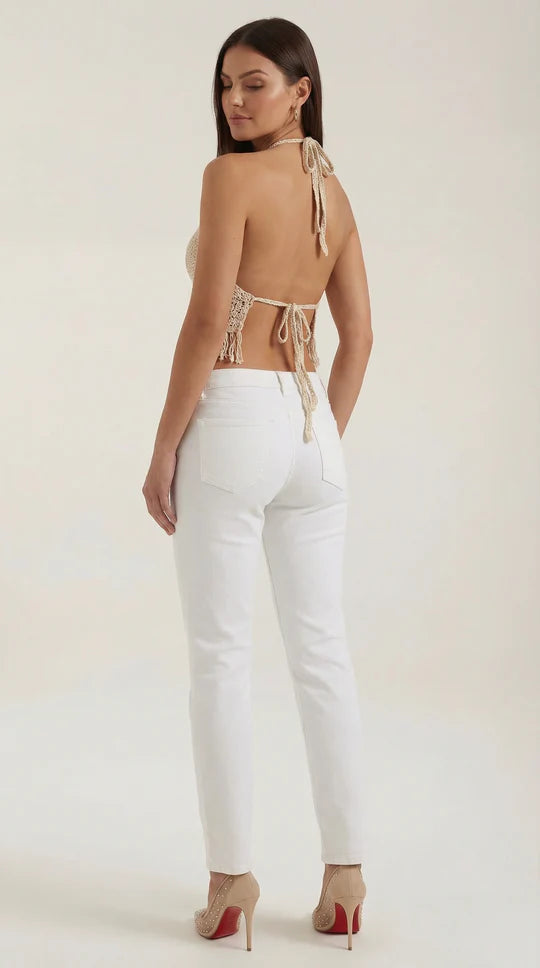 Top halter con flecos Harriet