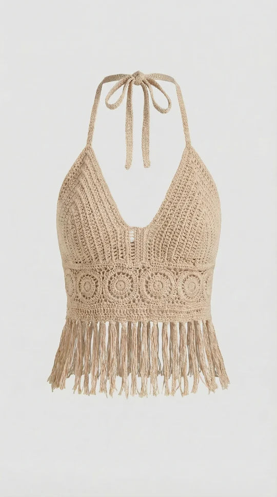 Top halter con flecos Harriet