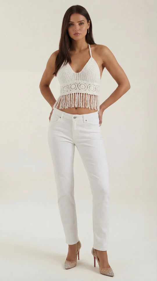 Top halter con flecos Harriet