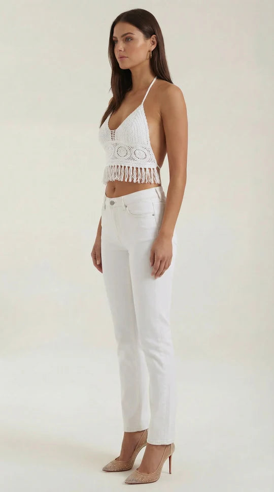 Top halter con flecos Harriet