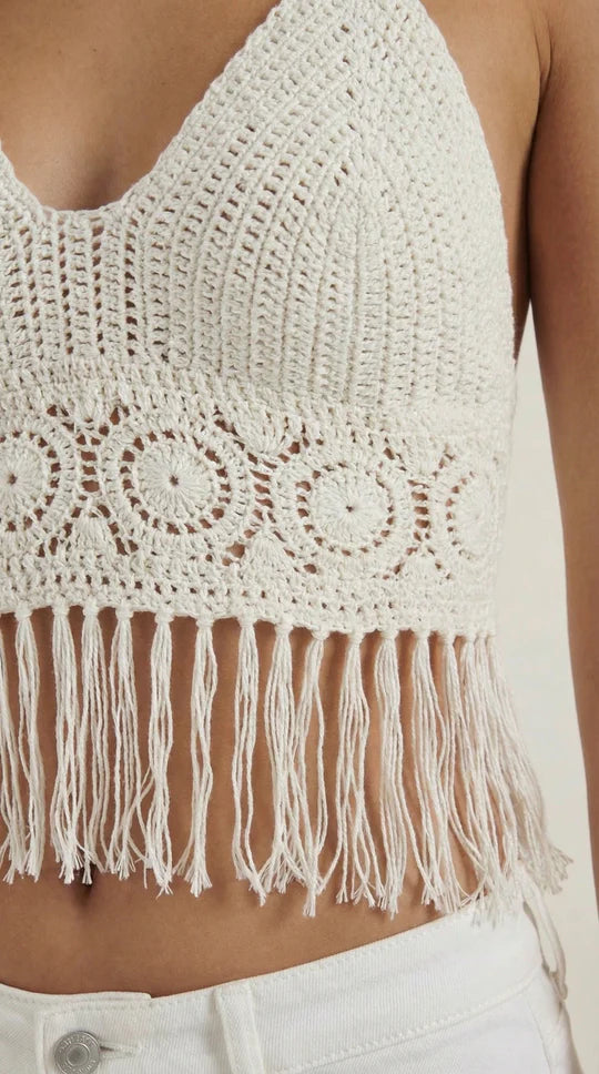 Top halter con flecos Harriet