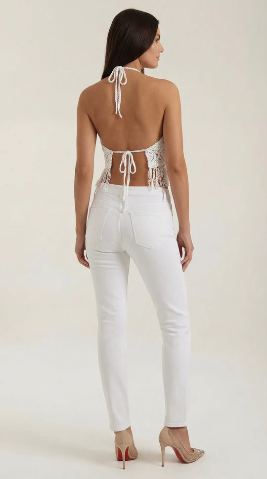 Top halter con flecos Harriet