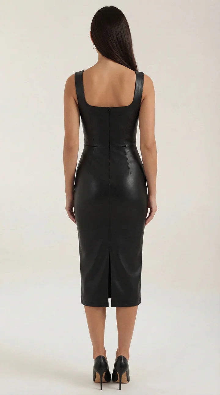 Vestido Bodycon Yvonne de cuero sintético