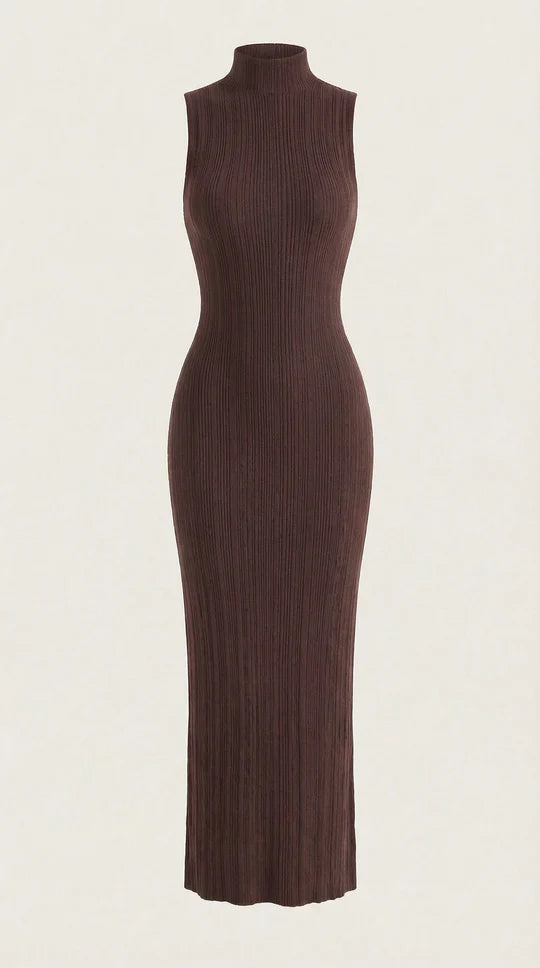 Vestido Sonia midi ajustado de cuello alto
