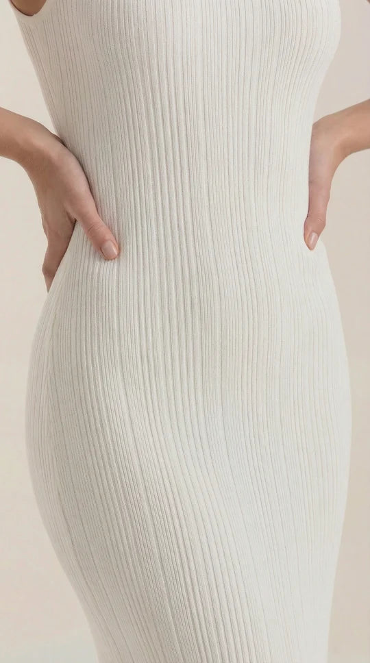 Vestido Sonia midi ajustado de cuello alto