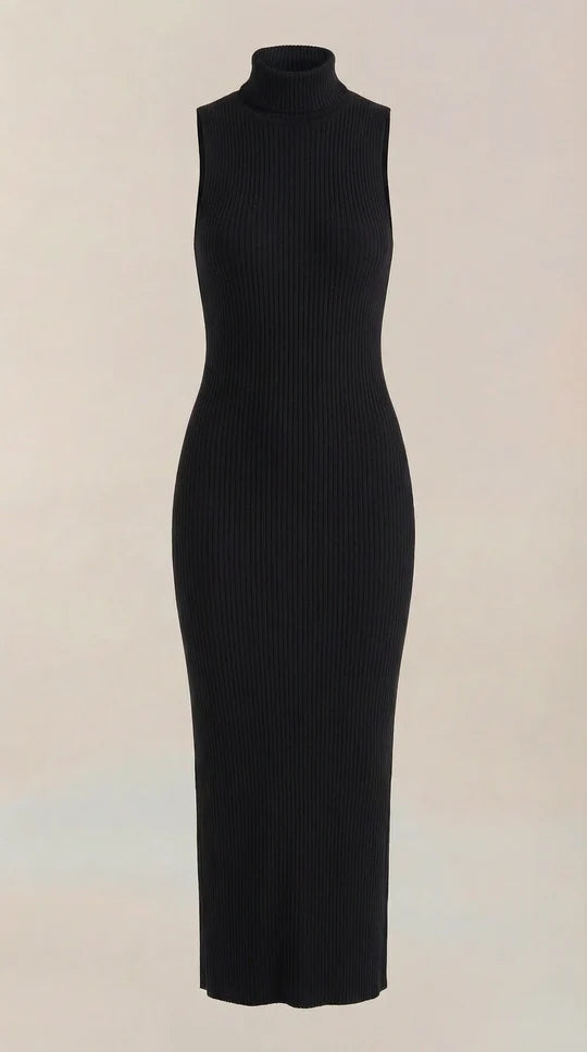 Vestido Sonia midi ajustado de cuello alto