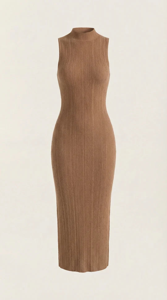 Vestido Sonia midi ajustado de cuello alto