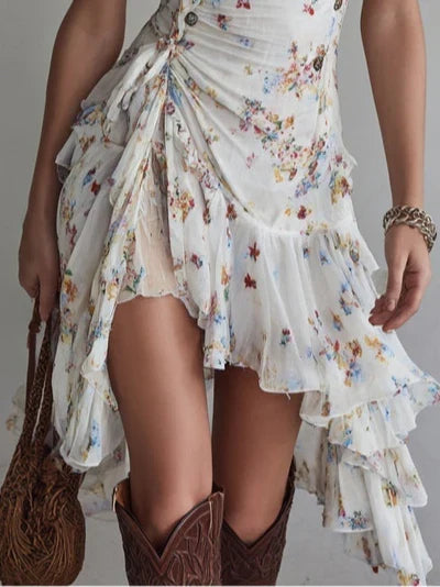 Vestido mini con tirantes finos y estampado floral