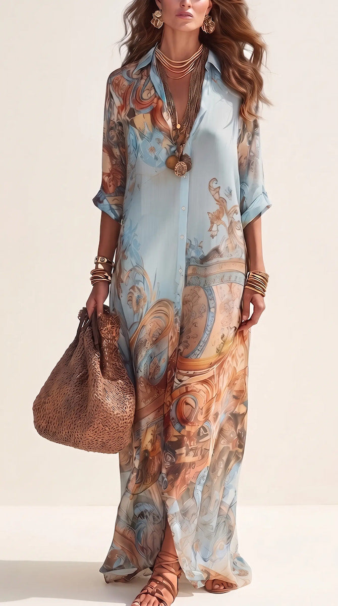 Selena | Vestido tipo camisa «Mediterráneo»