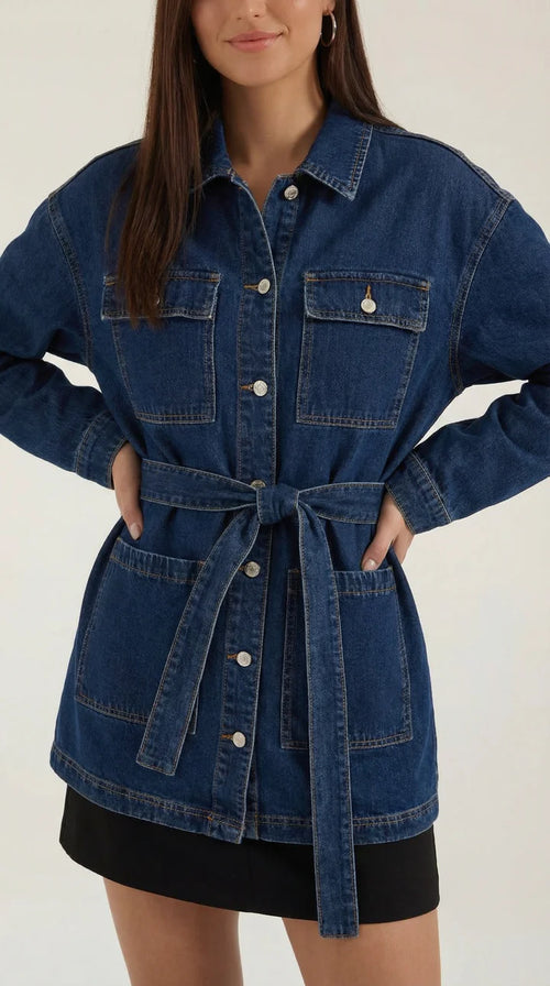 Chaqueta de mezclilla Alice con cinturón ajustable