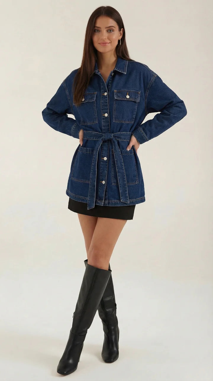 Chaqueta de mezclilla Alice con cinturón ajustable